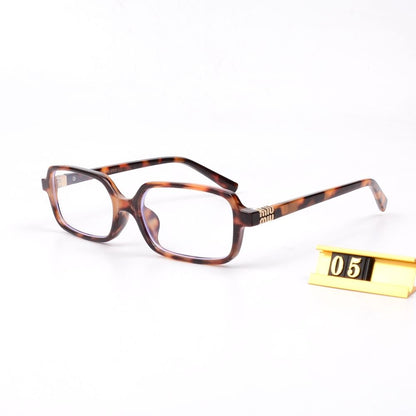 Leopard Print Square Frame Retro Glasses &amp; Sunglasses