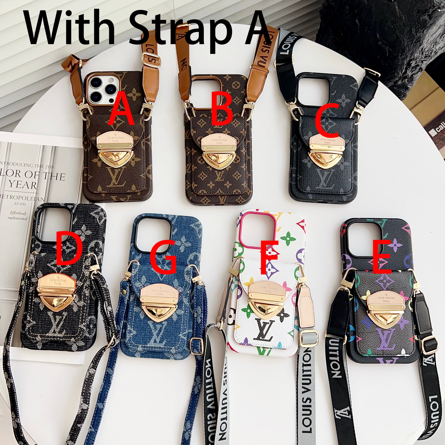 Luxury Crossbody iPhone Case with Card Pocket &amp; Detachable Strap