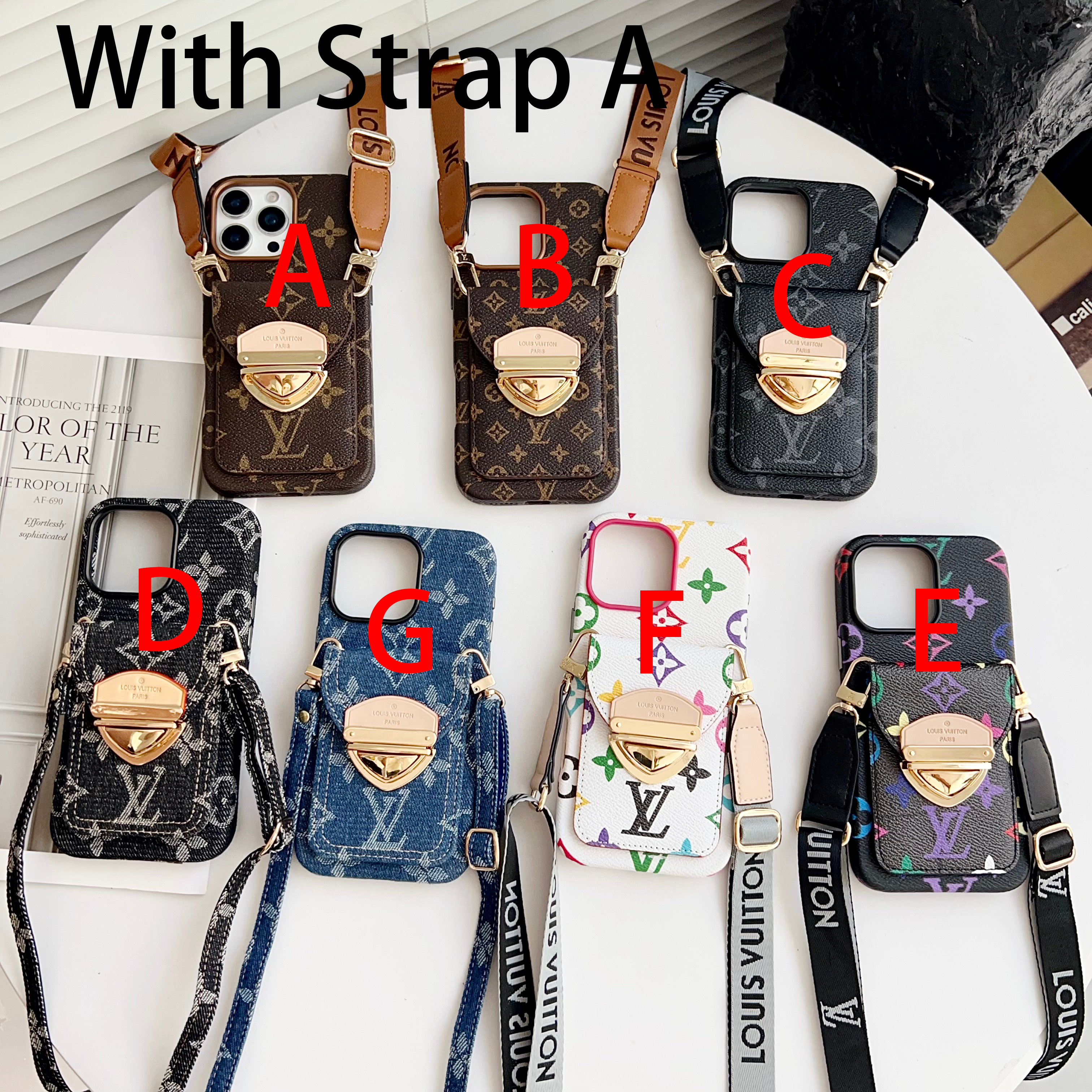Luxury Crossbody iPhone Case with Card Pocket &amp; Detachable Strap
