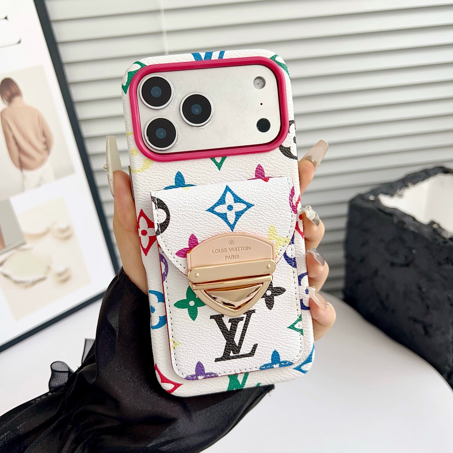 Luxury Crossbody iPhone Case with Card Pocket &amp; Detachable Strap