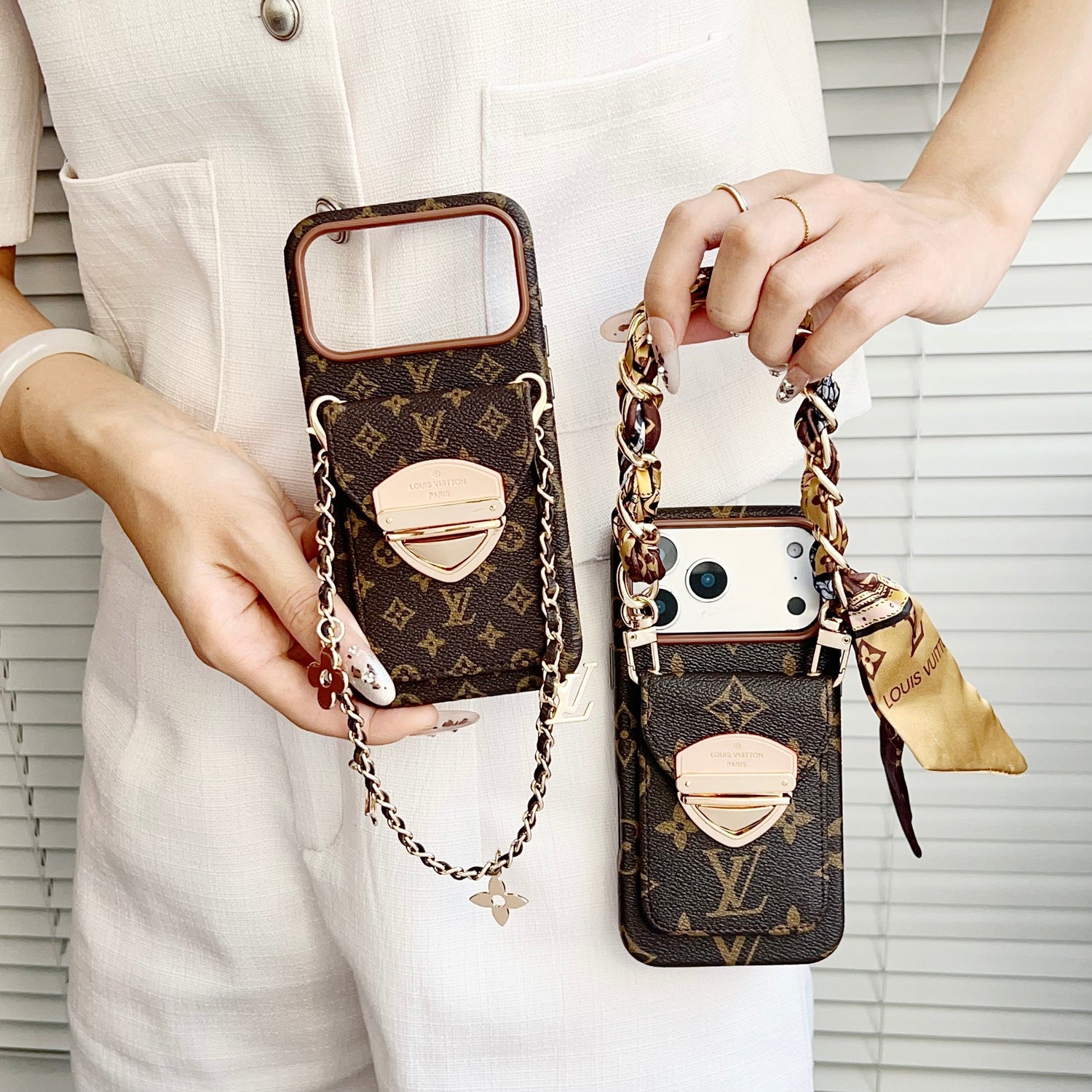 Luxury Crossbody iPhone Case with Card Pocket &amp; Detachable Strap