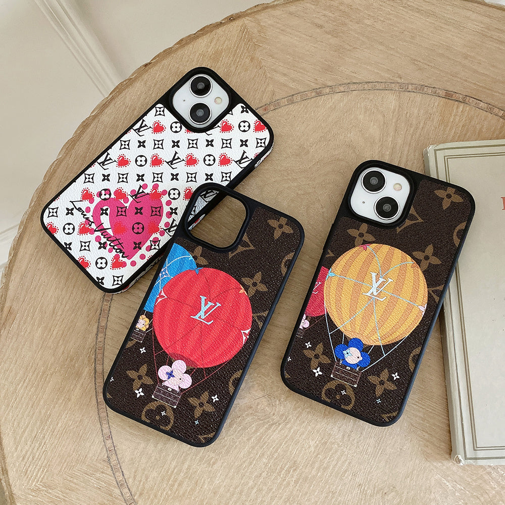 Luxury Balloon &amp; Heart Leather iPhone Case