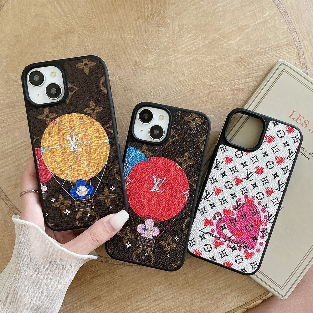 Luxury Balloon &amp; Heart Leather iPhone Case