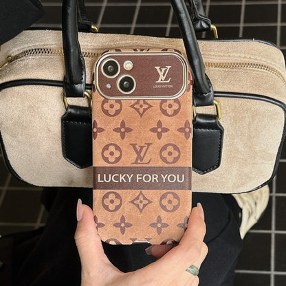 Luxury Brown &amp; Black Classic Leather iPhone Case