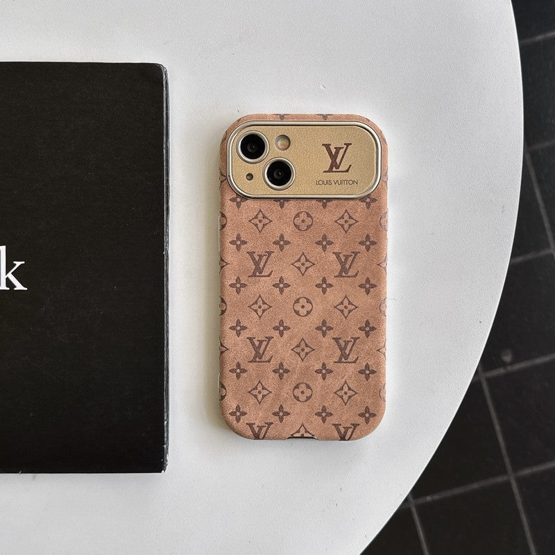 Luxury Brown &amp; Black Classic Leather iPhone Case