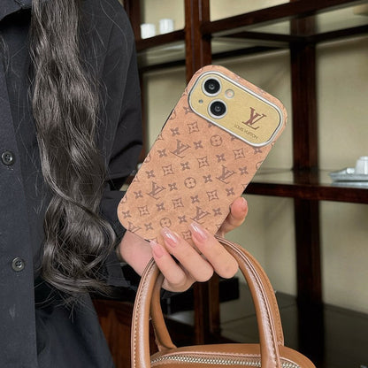 Luxury Brown &amp; Black Classic Leather iPhone Case