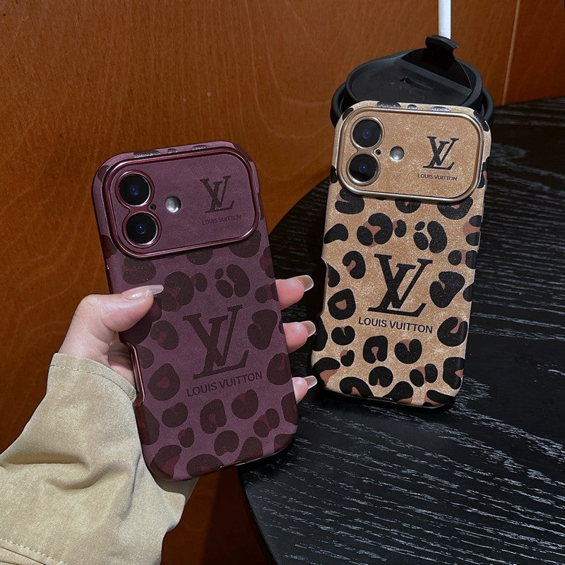 Luxury Brown &amp; Purple Color Leather iPhone Case
