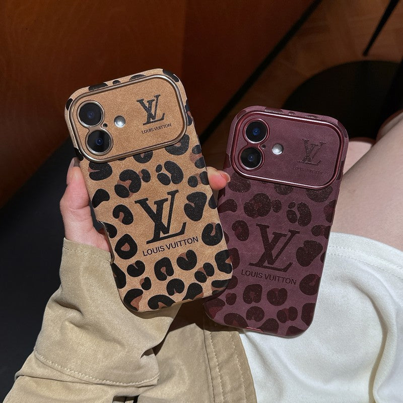 Luxury Brown &amp; Purple Color Leather iPhone Case