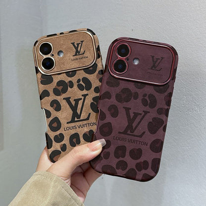 Luxury Brown &amp; Purple Color Leather iPhone Case