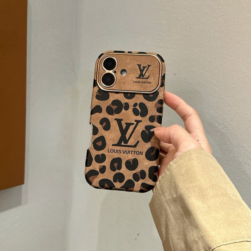 Luxury Brown &amp; Purple Color Leather iPhone Case