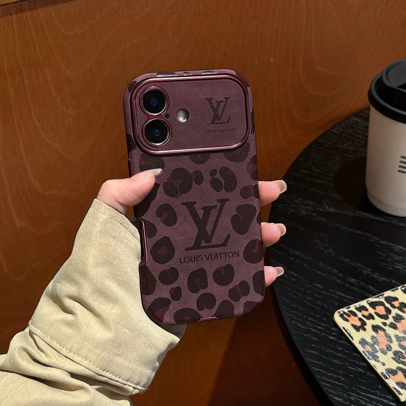 Luxury Brown &amp; Purple Color Leather iPhone Case