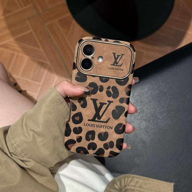 Luxury Brown &amp; Purple Color Leather iPhone Case
