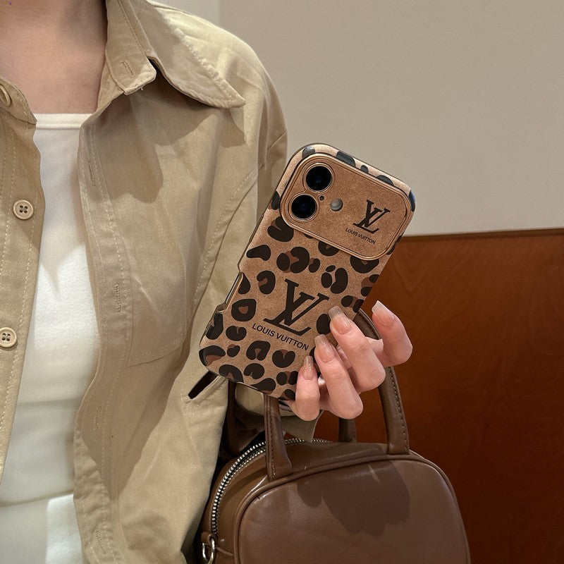 Luxury Brown &amp; Purple Color Leather iPhone Case