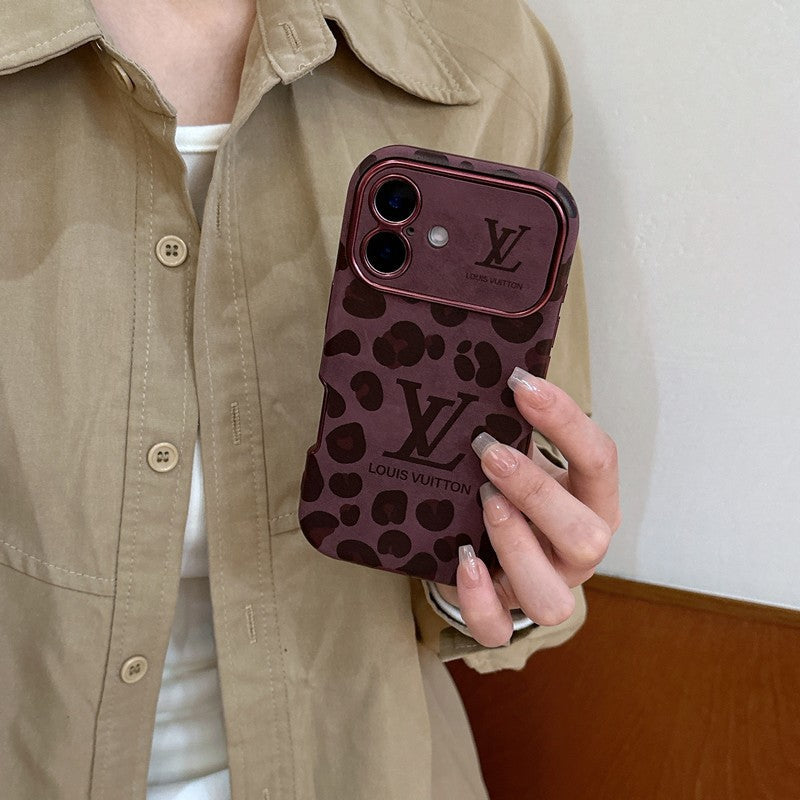 Luxury Brown &amp; Purple Color Leather iPhone Case