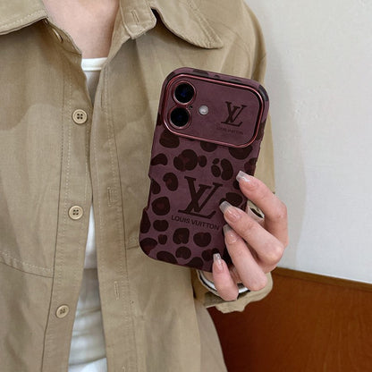 Luxury Brown &amp; Purple Color Leather iPhone Case