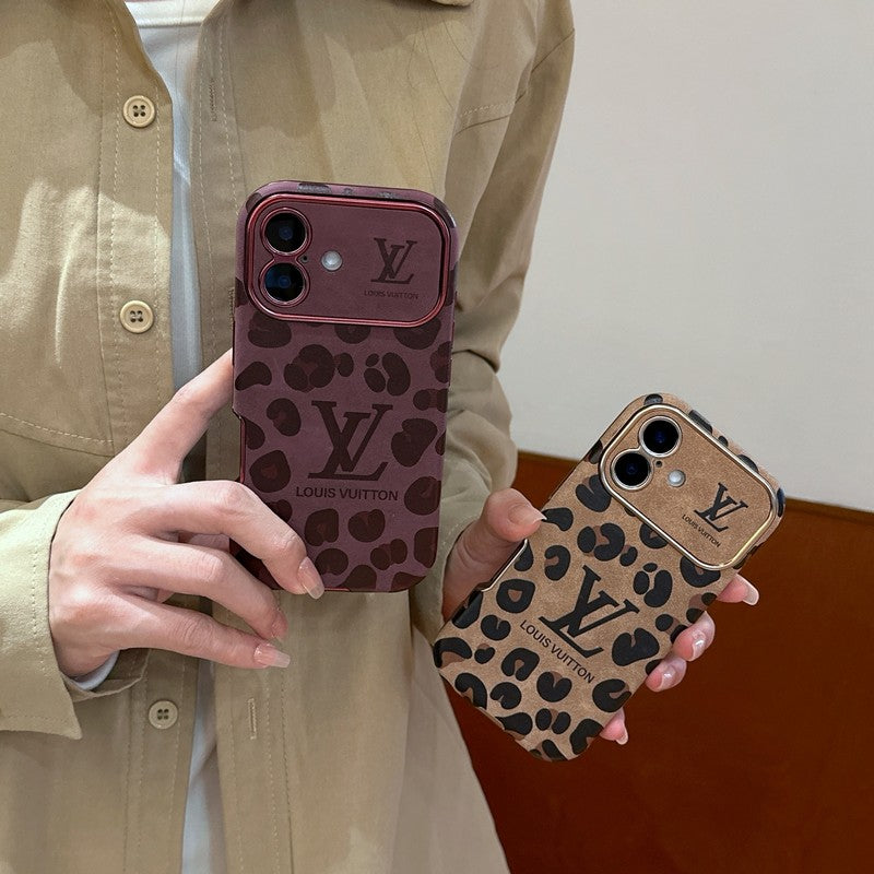 Luxury Brown &amp; Purple Color Leather iPhone Case