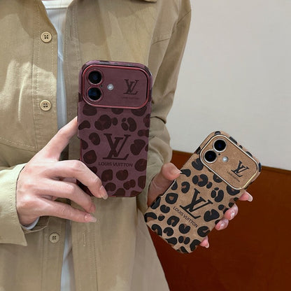 Luxury Brown &amp; Purple Color Leather iPhone Case