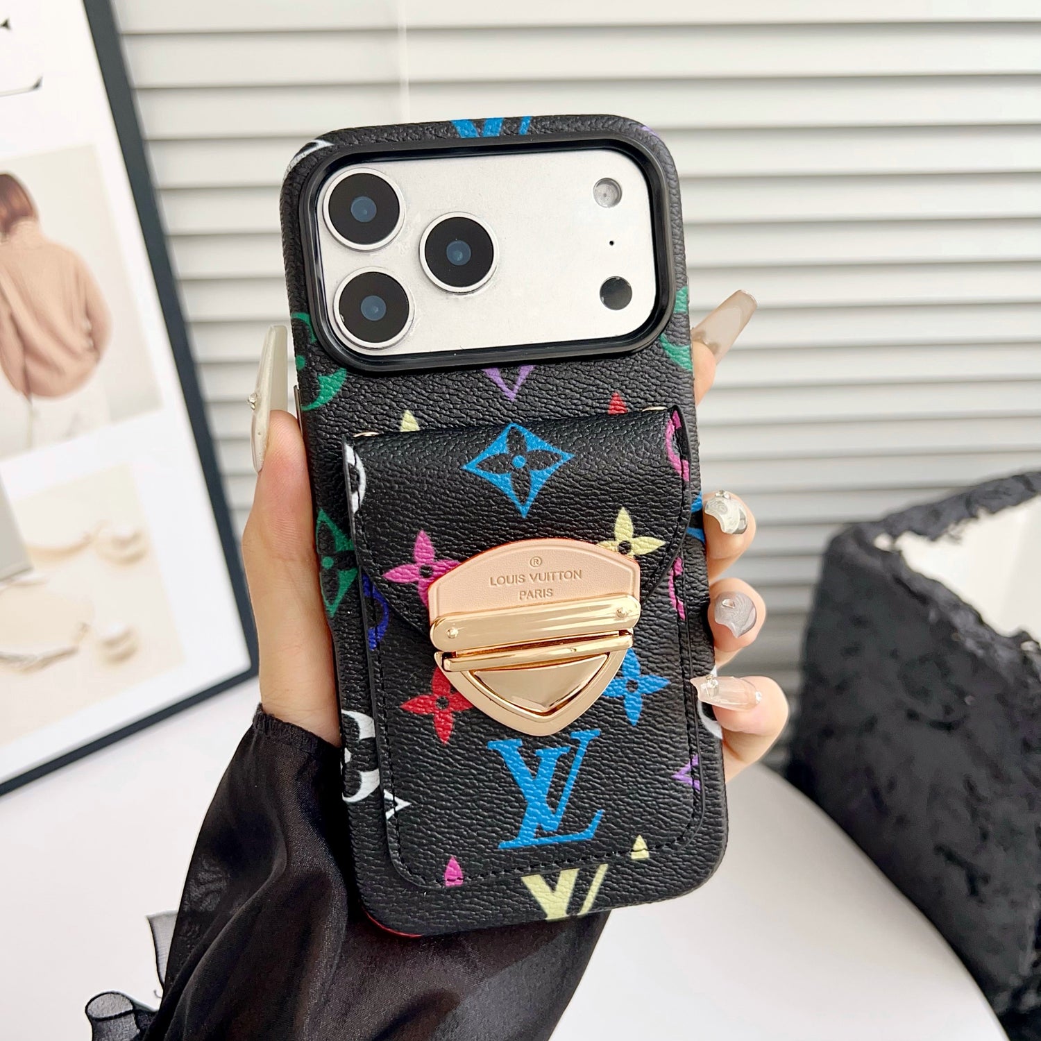 Luxury Crossbody iPhone Case with Card Pocket &amp; Detachable Strap