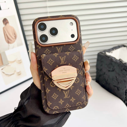 Luxury Crossbody iPhone Case with Card Pocket &amp; Detachable Strap