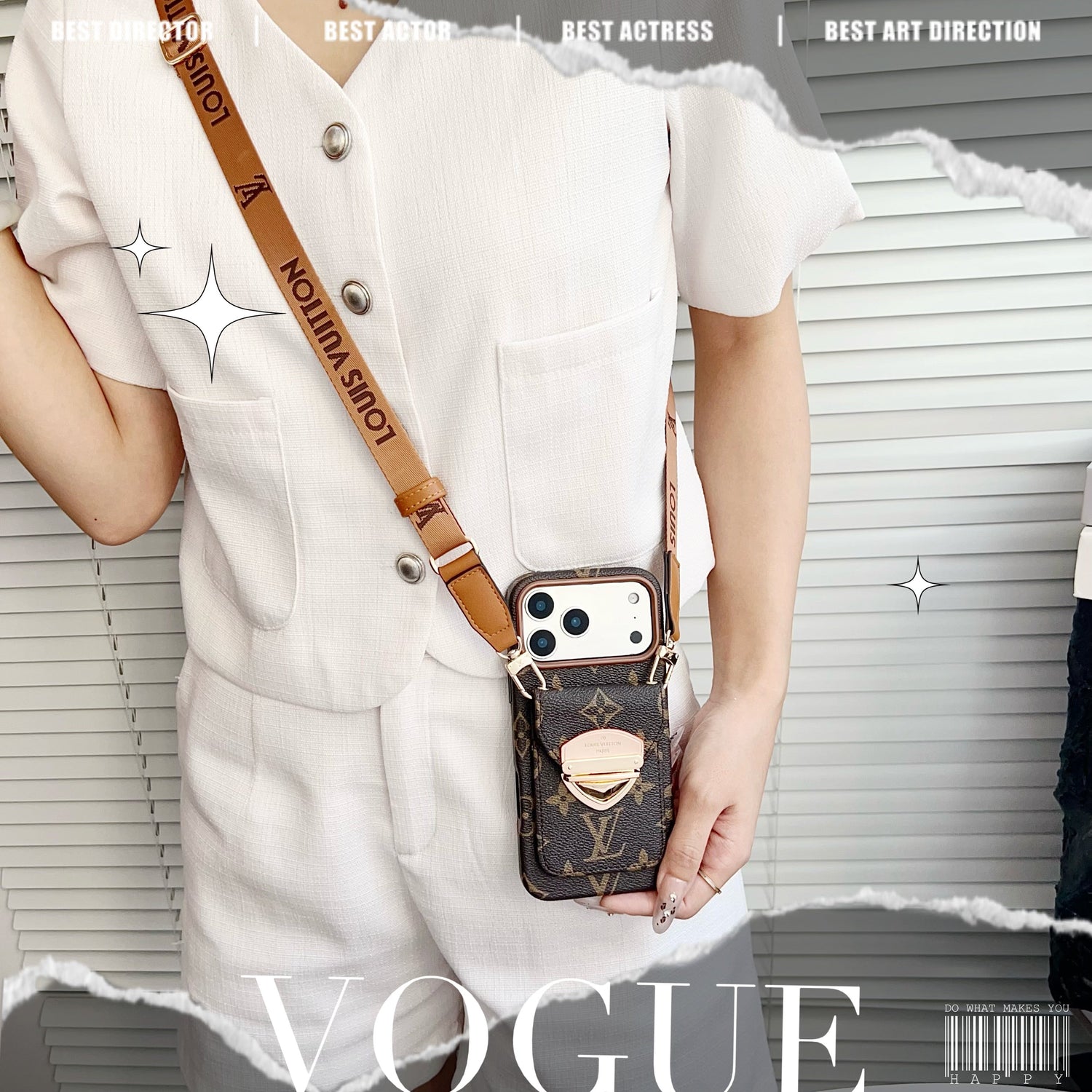 Luxury Crossbody iPhone Case with Card Pocket &amp; Detachable Strap