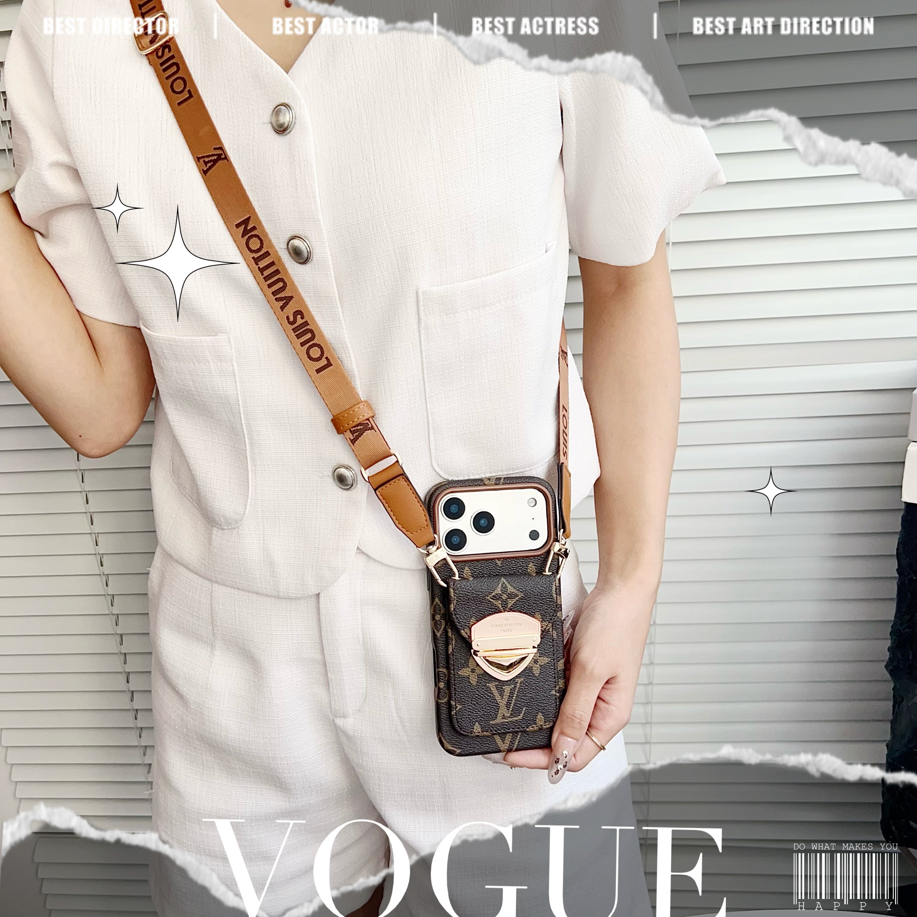 Luxury Crossbody iPhone Case with Card Pocket &amp; Detachable Strap