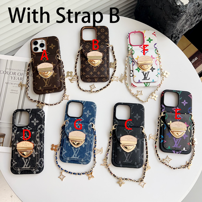 Luxury Crossbody iPhone Case with Card Pocket &amp; Detachable Strap