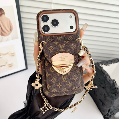 Luxury Crossbody iPhone Case with Card Pocket &amp; Detachable Strap
