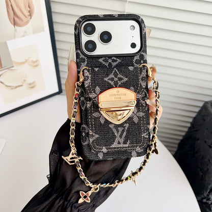 Luxury Crossbody iPhone Case with Card Pocket &amp; Detachable Strap