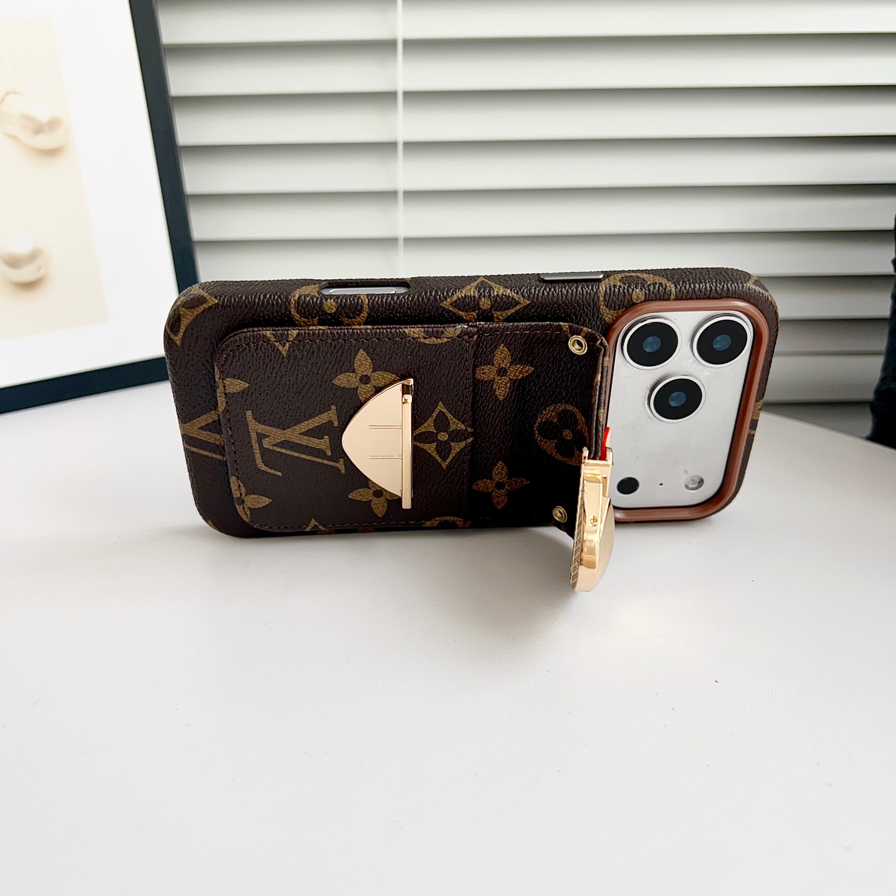 Luxury Crossbody iPhone Case with Card Pocket &amp; Detachable Strap