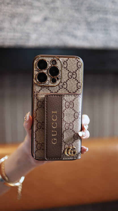 Luxury Advanced Leather iPhone Case with Card Holder &amp; Strap