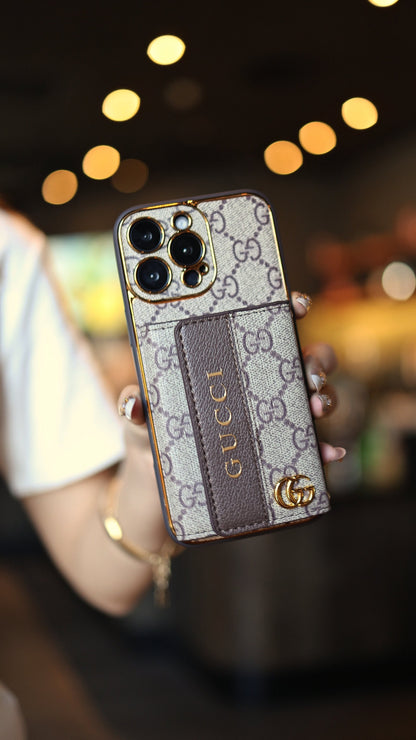 Luxury Advanced Leather iPhone Case with Card Holder &amp; Strap