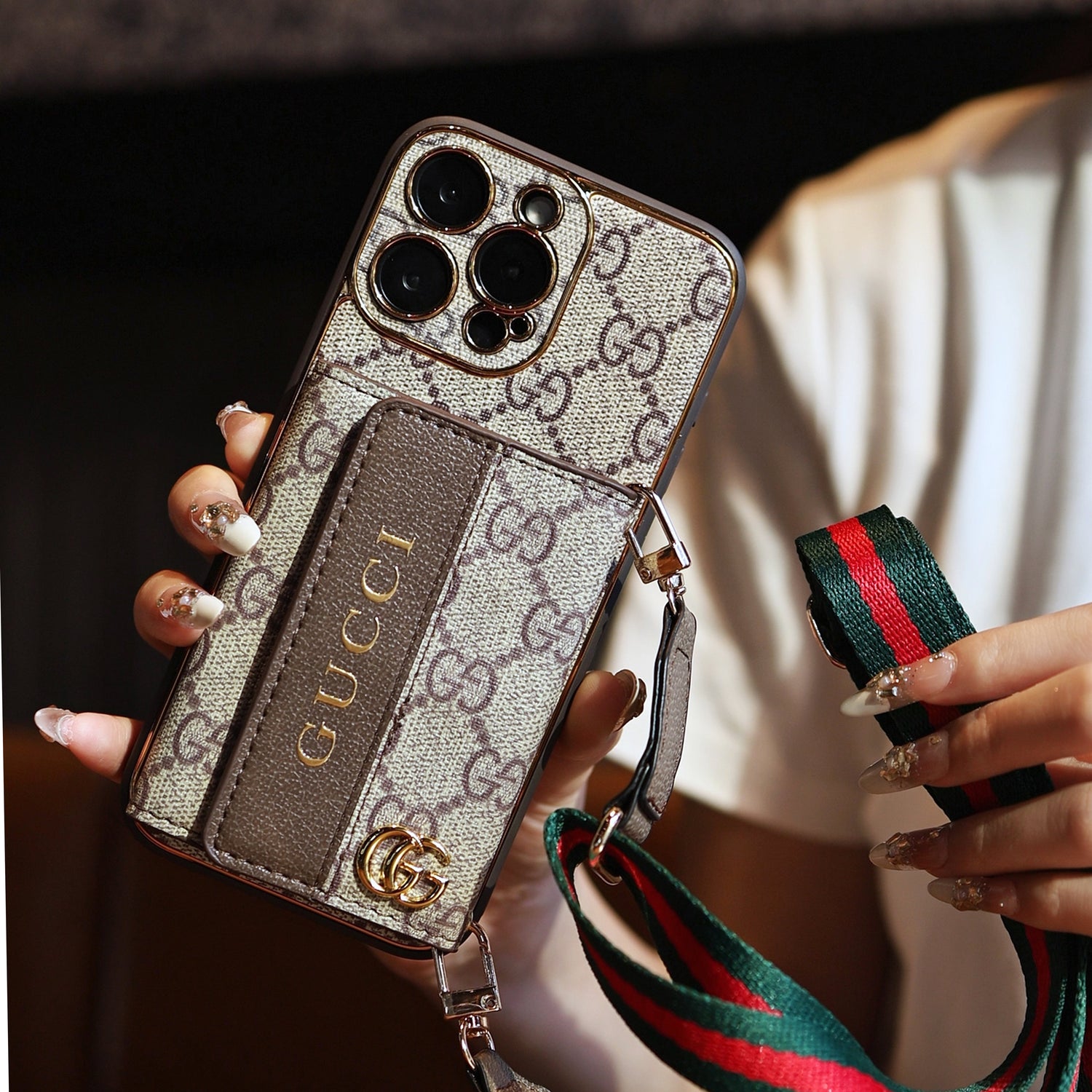 Luxury Advanced Leather iPhone Case with Card Holder &amp; Strap