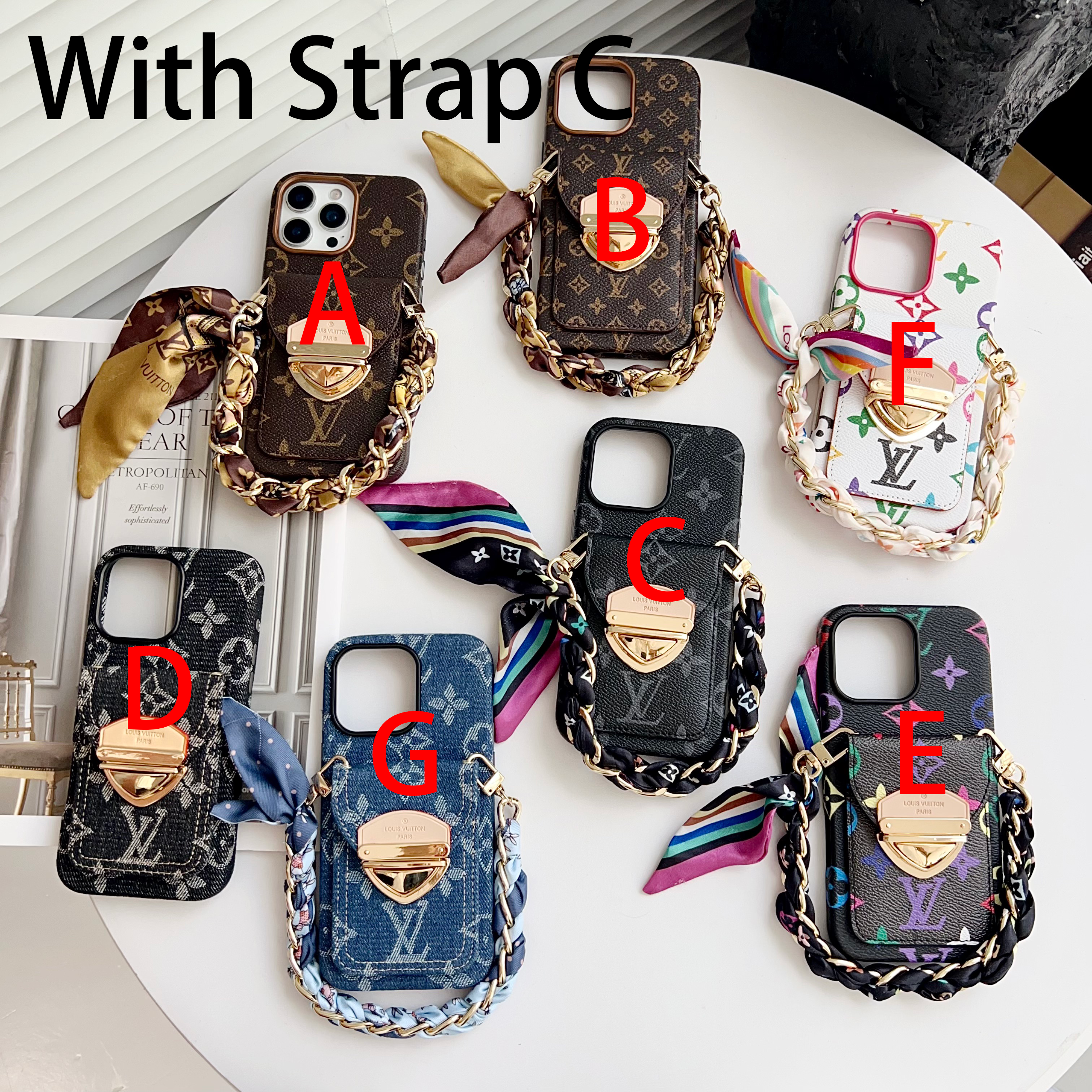 Luxury Crossbody iPhone Case with Card Pocket &amp; Detachable Strap