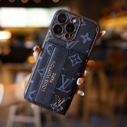 Luxury Advanced Leather iPhone Case with Card Holder &amp; Strap