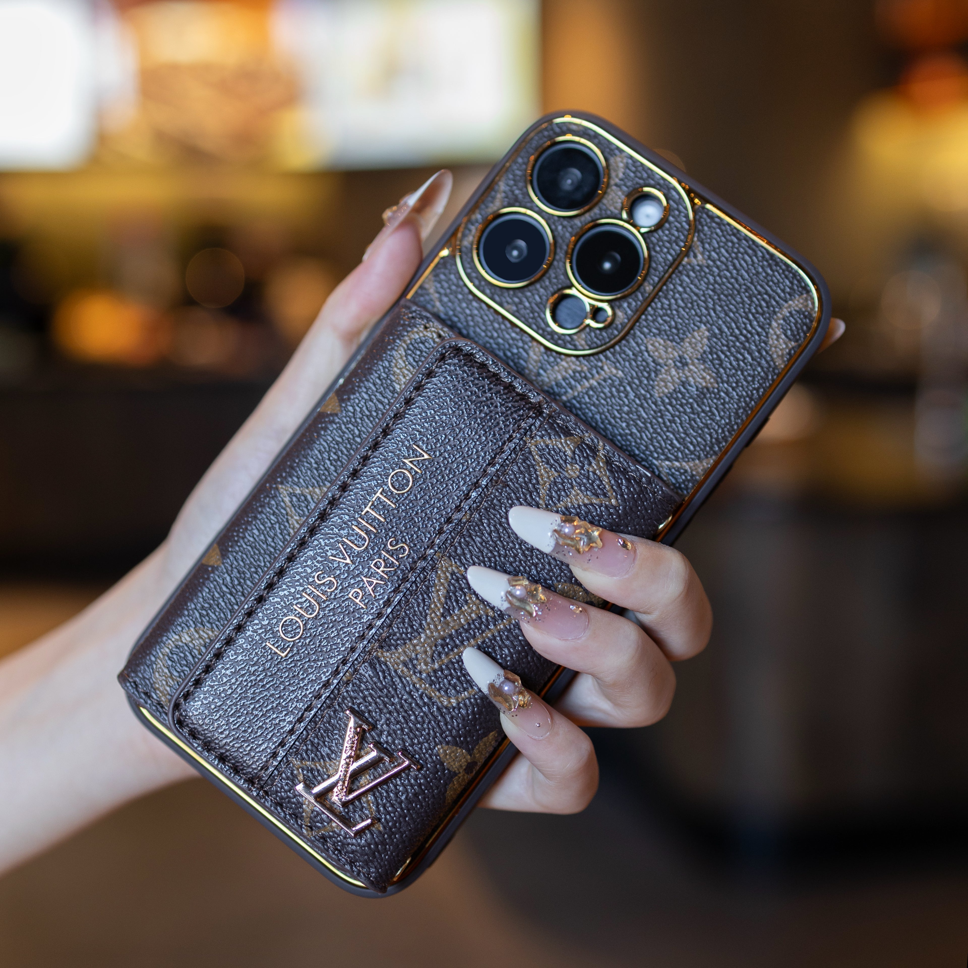 Luxury Advanced Leather iPhone Case with Card Holder &amp; Strap