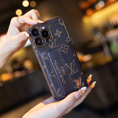 Luxury Advanced Leather iPhone Case with Card Holder &amp; Strap