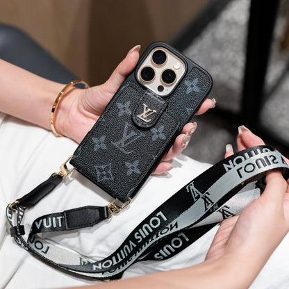 Luxury Crossbody iPhone Case with Card Holder &amp; Strap