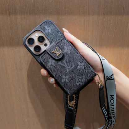 Luxury Crossbody iPhone Case with Card Holder &amp; Strap