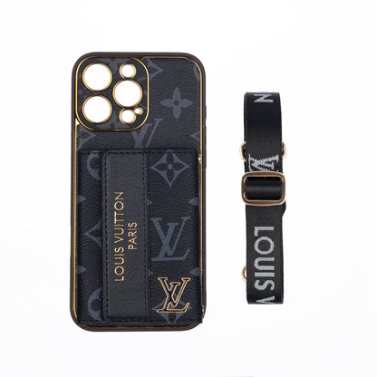 Luxury Advanced Leather iPhone Case with Card Holder &amp; Strap