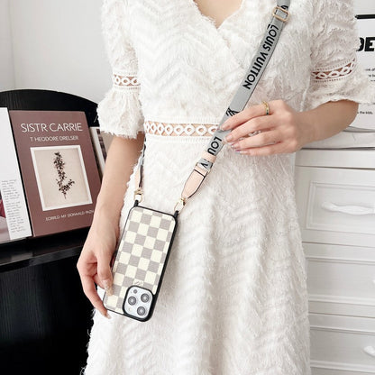 Luxury Black &amp; White Crossbody iPhone Case
