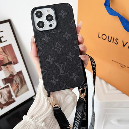 Luxury Black &amp; White Crossbody iPhone Case