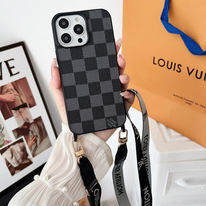 Luxury Black &amp; White Crossbody iPhone Case