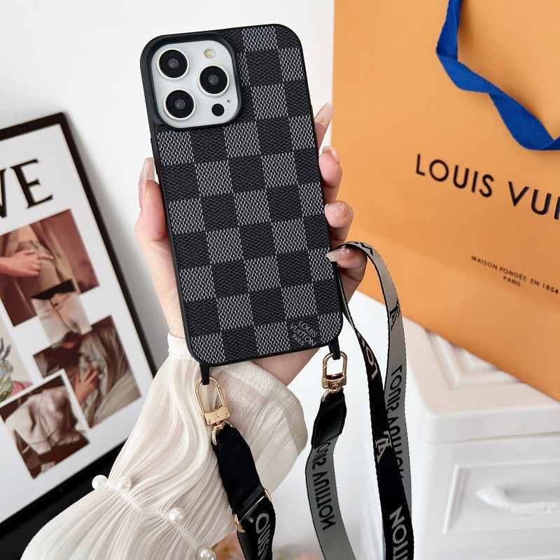 Luxury Black &amp; White Crossbody iPhone Case