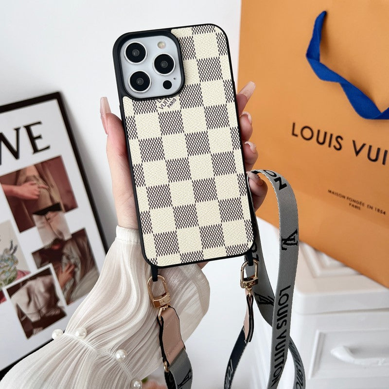Luxury Black &amp; White Crossbody iPhone Case