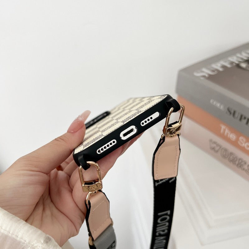 Luxury Black &amp; White Crossbody iPhone Case