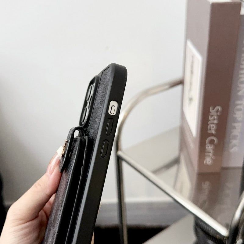 Luxury Black &amp; White Crossbody Card Bag iPhone Case