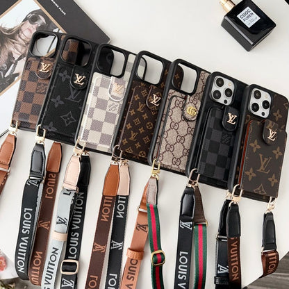 Luxury Black &amp; White Crossbody Card Bag iPhone Case