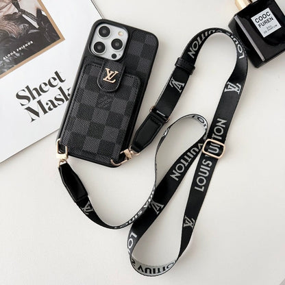 Luxury Black &amp; White Crossbody Card Bag iPhone Case