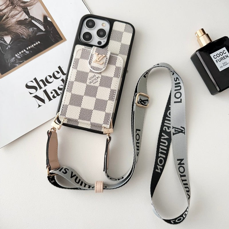 Luxury Black &amp; White Crossbody Card Bag iPhone Case