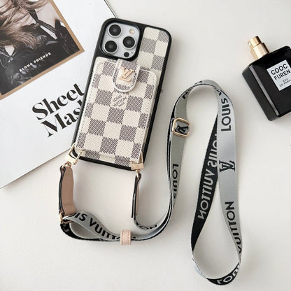 Luxury Black &amp; White Crossbody Card Bag iPhone Case